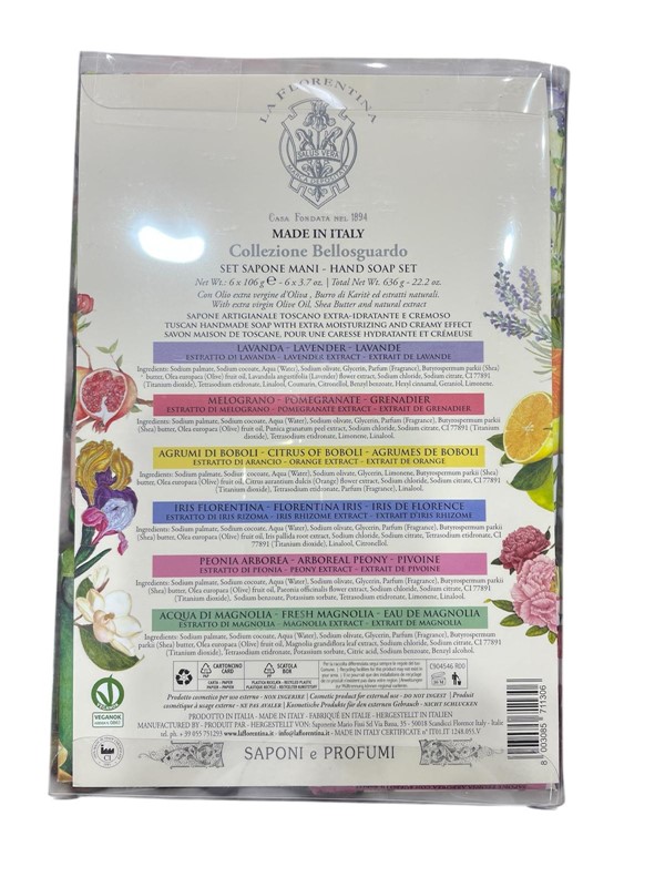 E6134917B6B7D3444D9B7E36A6AF2236_ La florentina set 6 pz sapone mani coll. bellosguardo
