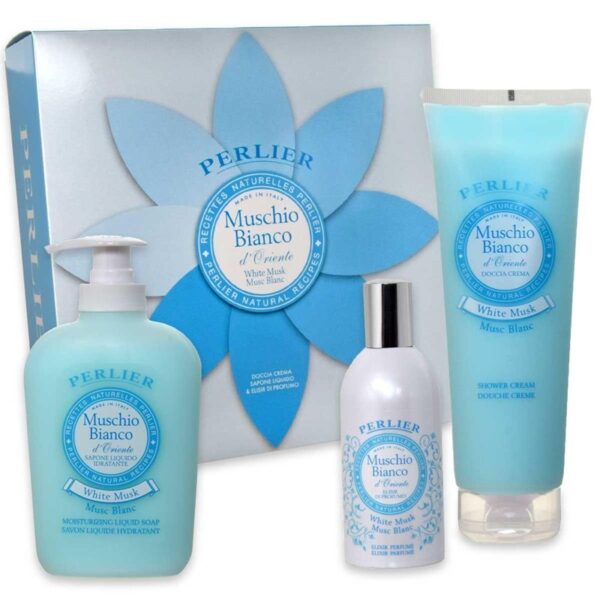 0153B3F3C649E77D3C74BB9AE458CBD6_ Perlier muschio bianco doccia crema+sapone+el.profumo