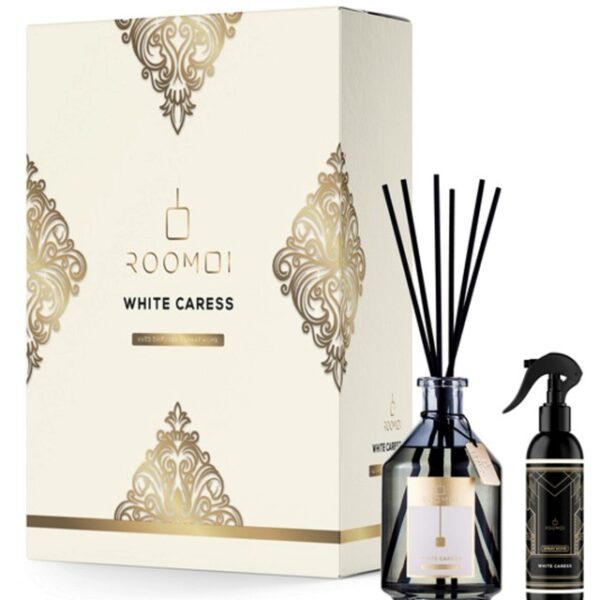 7EB7C1419EE3C7078A2136E219417825_ Roomoi white caress 200ml+spray room 100ml+sticks