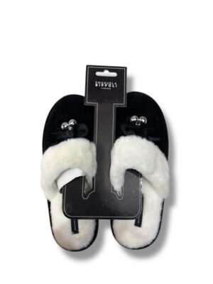 Eb ciabatte velluto nere campanelle l