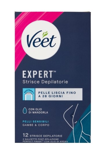 309F481A3F74935CC92FB49F4E675CA5_ Veet expert strisce depilatorie corpo pelli sensibili 12pz