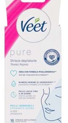 Veet pure strisce viso pelli sensibili 16pz