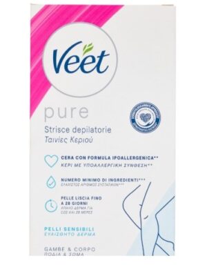 Veet pure strisce depilatorie corpo pelli sensibili 12pz