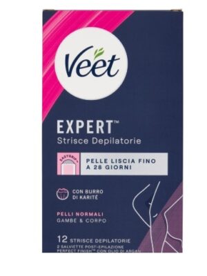Veet expert strisce depilatorie corpo pelli normali 12pz