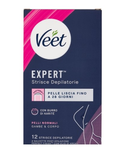 Veet expert strisce depilatorie corpo pelli normali 12pz