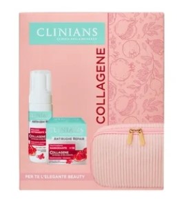 Clinians box collagene crema viso-mousse-pochette