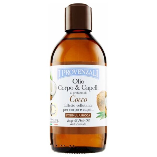 02D9293673175CA3C26622C70603A53E_ I provenzali olio corpo e capelli prof cocco 200 ml
