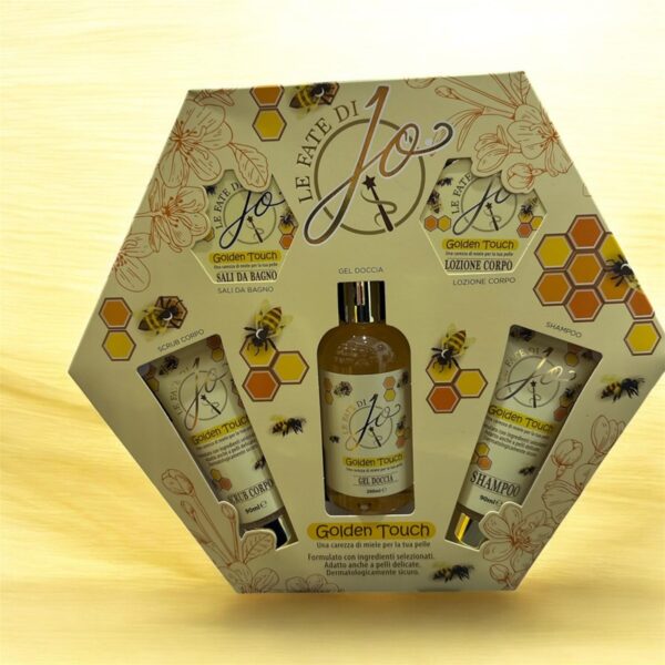 83291B3E1CDF58F8FCDE69A8D95EDF5D_ Le fate di jo coffret 5pz s/g+b/l+sali bagno+scrub+sh miele