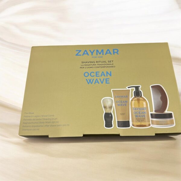 Zaymar coffret ocean wave 5pz pennello barb+pettine+s/g+sh.