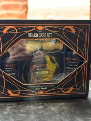 Zaymar coffret beard care set 3pz+pennello barba cuoio e r.
